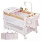 Portable Baby Playpen Foldable 5-in-1  Breathable Mesh Bassinet Crib W  Toy Bar