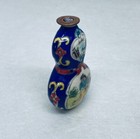 Antique 1940s Chinese Brass Porcelain Snuff Bottle Glazed Painted Flute Lady 1