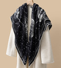 70  Cashmere 30  Silk Neckerchief Scarf 53   Wrap Shawl Bandana Planet Print New