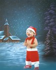 10 x20  Muslin Airbrush Painted Christmas Silent Snowy Night Backdrop  46-329