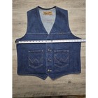 80 s Wrangler Denim Vest  Men s Large  Vtg Retro Blue Denim Pockets