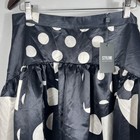 Stylewe Womens Drop Waist Satin Long Flare Black White Polka Dot Skirt Large Nwt