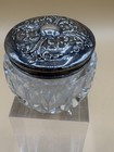 Antique Dresser Jar With Sterling Silver Lid