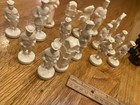 Vintage Set Of 32 Weighted Chessmen Chess Figures - King Queen Royalty Medieval