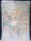 Antique Tin Mexican Religious Holy Family Retablo Catholic Folk Art Ex caswell