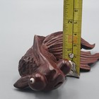 Vintage Hand Carved Asian Chinese Rosewood Fantail Goldfish Koi Figurine 5 