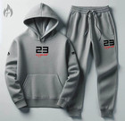 Men Grey Sweatsuit Hoodie Joggers Set 23 Legend Tracksuit To Match Jordan 4 Bred