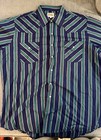 Ely Cattleman Men s Western Show Shirt Xl Blue Green Striped Snap Button