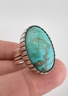 Vtg Navajo Sterling Silver Royston Turquoise Stamped Adjustable Ring 15 5g