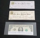 Rare Two Antique Checks  1875 First National Bank Of Adrian Michigan 