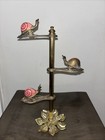 Vintage 1972  Allied Brass  3 Pink Shell Snail Note  Letter Holder 1ft Tall