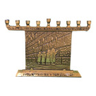Vintage 1967 Jerusalem Menorah Wailing Wall Brass Hanukkah Israel Jewish Judaica