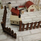 Vtg Primitive Folk Art Handmade Wood Country Farm Set Ooak Barn Church School