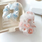 Women Girls Elastic Hair Bands Mesh Scrunchies Embroidery Flowers Hair Rope