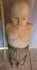 Large 26  Antique Asian Hand Carved Wood Statue Child Monk Polychrome Folk Art 