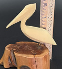 Vintage John Perry Pelican Sculpture Statue Bird On Burl Wood Beach Decor 5 