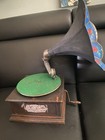 Antique Standard Model A Talking Machine Record Player With Morning Glory Horn