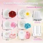 6 Pcs Flower Silicone Molds Kit 3d Flower Resin Candle Mold For Candle Making   