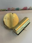Vintage Set Lipstick Case Holder Green Enamel rhinestones Flower Mirrored Case