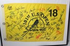 2001 Us Open Autographed Pga Golf Flag Coa Southern Hills Tulsa Oklahoma 45 Auto