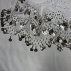White Belly Dance Hip Skirt Chiffon Scarf Wrap Belt 3 Rows Silver Metal Coins