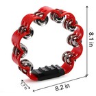Okllen 4 Pack Double Row Hand Held Tambourine - Metal Jingles - Red black