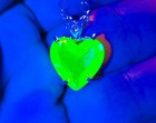 Sterling Yellow Uranium Glass Heart Necklace Canary 925 Silver
