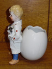 6 25  Antique Gebruder Heubach Bisque Porcelain Egg Vase - Boy W  Dogs -hairline