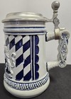 German Bayern Lion Coat Of Arms Stoneware Lided Beer Stein - Made In Germany 