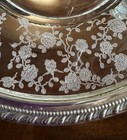 Wallace Sterling Silver Rimmed Cambridge Rose Point Etched Glass Plate