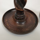 Pair Of Antique English Oak Barley Twist Candlesticks Brass Insert 12in