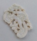 Atq Chinese White Jade Carved Ladies Septer bat 2 75 X 2 Pendant 24 8 Gr No Bail