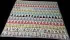 Vintage Scrappy Triangle Quilt Hand Sewn Checked Back Mid Cent 84   x72    Colorful