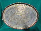 Antique One Of A Kind Brass Tray wall Hanging  hand Made Hand Etched Brass  Art