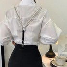 Slim Pearl Chain Suspenders Belts For Women Rhinestone Strap Shirt Decor Clip