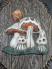 Vintage 1970 s Mushroom Wall Hanging Plaques 3d Pressed Foam Retro Mcm Kitschy 