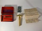 Vintage Gillette 1946 Military Contract Tech Double Edge Safety Razor Set In Box