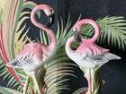 Vtg 1959 Maddux  Ca Pottery 308 10 1 2  309 9 1 2  Pink Flamingo Figurines - Nos