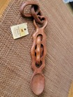 Vtg Celtic Love Spoon  heart Intricate Hand-carved Wood Welsh Good Luck Gift 12 