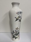 Large Tall Vase Vintage Chinese Birds Sparrow Floral Peonies Baluster Bottle 19   