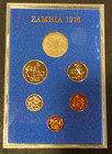 1978 Proof Coinage Of Zambia Africa World Coin Proof Set In Box