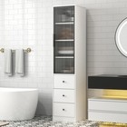 70 87  H Tall Bathroom Storage Cabinet With 1 Glass Door And 3 Drawer  Narrow