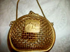 Rome Italy Souvenir Metal Mesh Coin Purse Gold Vatican City 1960s Vintage