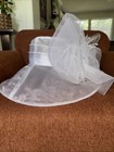 Kentucky Derby Women   s Hat Horse All White Organza Feather Tea Party 21 Inches