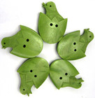 Vintage 5 Green Hand Carved Chick In Shell Bakelite Buttons
