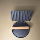 Cast Iron Steak And Bacon Press Set Rectangular   Round With Wood Handles