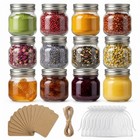 12 Pack 8 Oz Glass Mason Jars With Airtight Lids  Labels   Twine - Wide Mouth Ca
