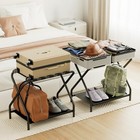 Amhancible Luggage Rack  Set Of 2  Foldable Suitcase Stands For Guest Room