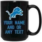 Custom Personalized Detroit Lions Black 15 Oz Ceramic Coffee Mug Cup