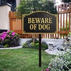 Beware Of Dog With Stakes Statement Plaque  Solid Metal Cast Yard Sign  Thick   